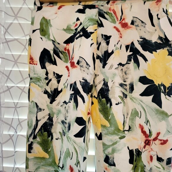 FDJ French Dressing Jeans Womens Pull-On Slim Ankle Pants Size 2 Floral New - Picture 2 of 11